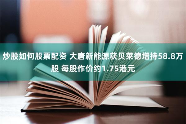 炒股如何股票配资 大唐新能源获贝莱德增持58.8万股 每股作价约1.75港元