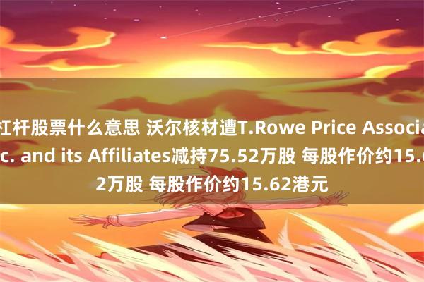 杠杆股票什么意思 沃尔核材遭T.Rowe Price Associates, Inc. and its Affiliates减持75.52万股 每股作价约15.62港元