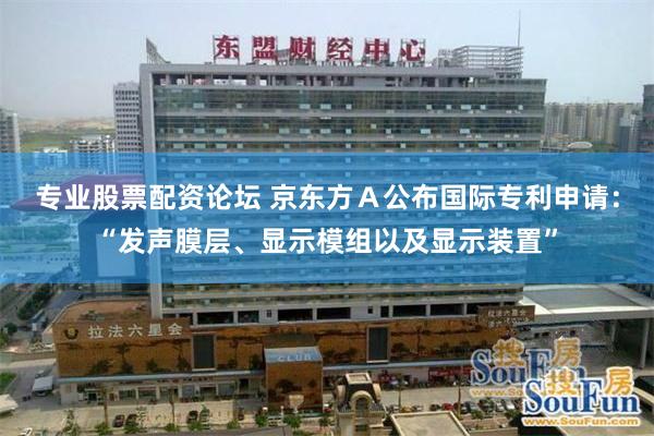 专业股票配资论坛 京东方A公布国际专利申请:“发声膜层、显示模组以及显示装置”