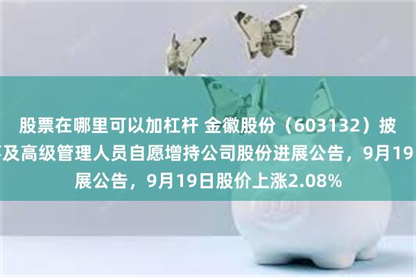 股票在哪里可以加杠杆 金徽股份（603132）披露部分董事、监事及高级管理人员自愿增持公司股份进展公告，9月19日股价上涨2.08%
