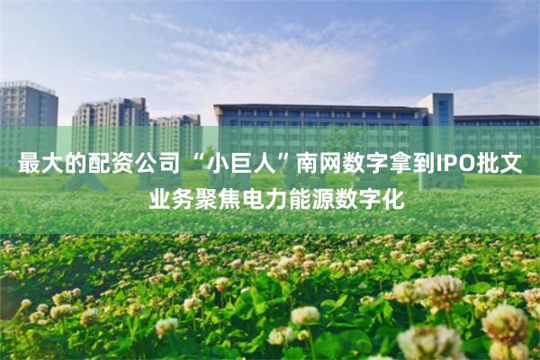 最大的配资公司 “小巨人”南网数字拿到IPO批文  业务聚焦电力能源数字化