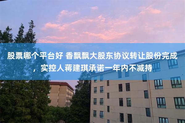 股票哪个平台好 香飘飘大股东协议转让股份完成，实控人蒋建琪承诺一年内不减持