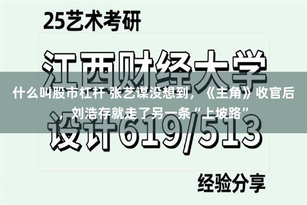 什么叫股市杠杆 张艺谋没想到,《主角》收官后,刘浩存就走了另一条“上坡路”
