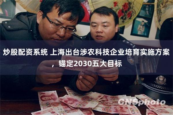 炒股配资系统 上海出台涉农科技企业培育实施方案,锚定2030五大目标